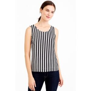 J. Crew Silk White and Blue Sleeveless Striped Silk Tank Top 2